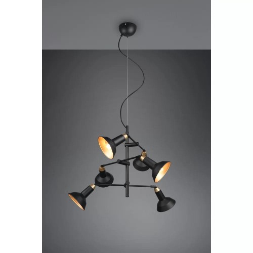 Trio Clayton 310390332 lampa wisząca zwis 3x28W E27 czarna