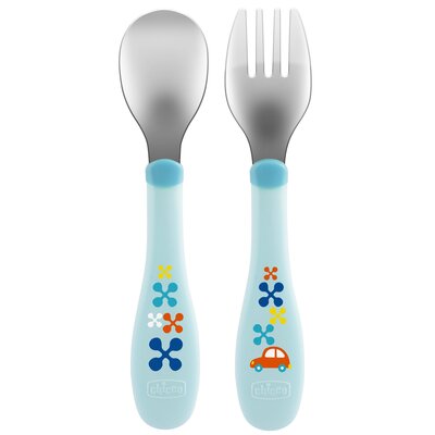 Chicco Sztućce metalowe 18 m+ niebieskie