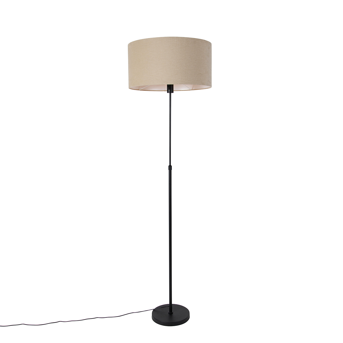 QAZQA Lampa podłogowa czarna regulowana z kloszem jasnobrązowym 50 cm - Parte