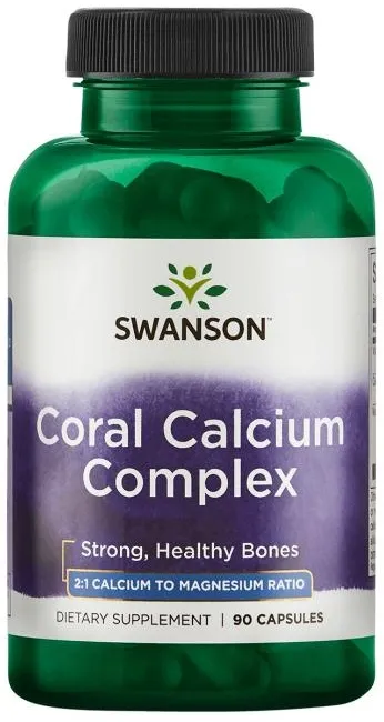 Swanson - Coral Calcium Complex, Wapń Koralowy, 90 kapsułek