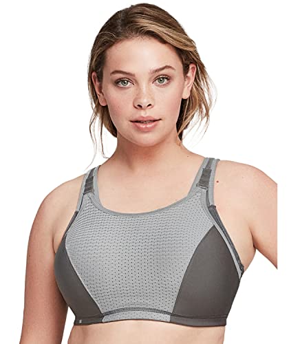 Glamorise Damski biustonosz sportowy z pełną figurą Elite Performance regulowany Wonderwire #9167, Szary (szary), 85C