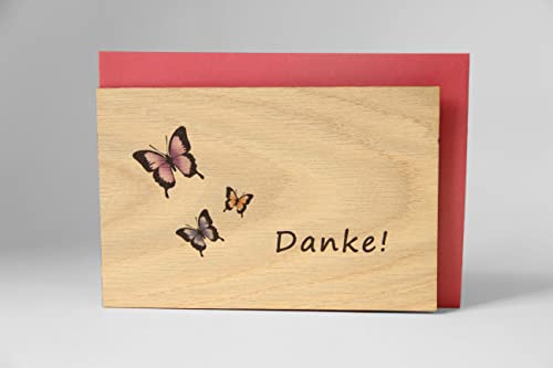 Holzgrusskarten Oryginalny produkt marki Danke 100% ręcznie wykonany w Austrii, wykonany z drewna dębowego, kartka z podziękowaniem, kartka z życzeniami