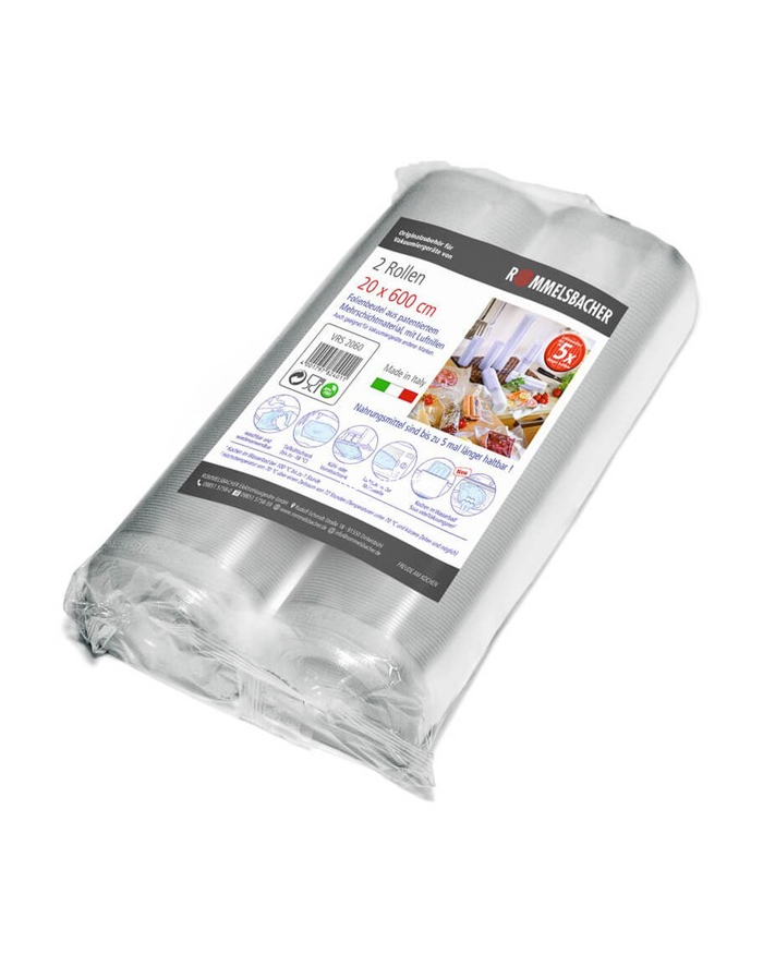 ROMMELSBACHER film roll VRS 2060 20cm x 6 meters, vacuuming films transparent, 2 rolls
