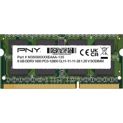 PNY Technologies  do notebooków PNY 8GB SODIMM DDR3 1600MHZ SOD8GBN12800/3L-SB