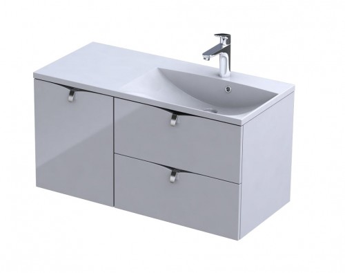 Oristo Szafka wisząca SIENA 100 cm z umywalką AMELIA, PRAWA BIAŁY POŁYSK OR45-SD2S-60-1 + OR45-SN1S-40-1 + UME-AM-100-92-P