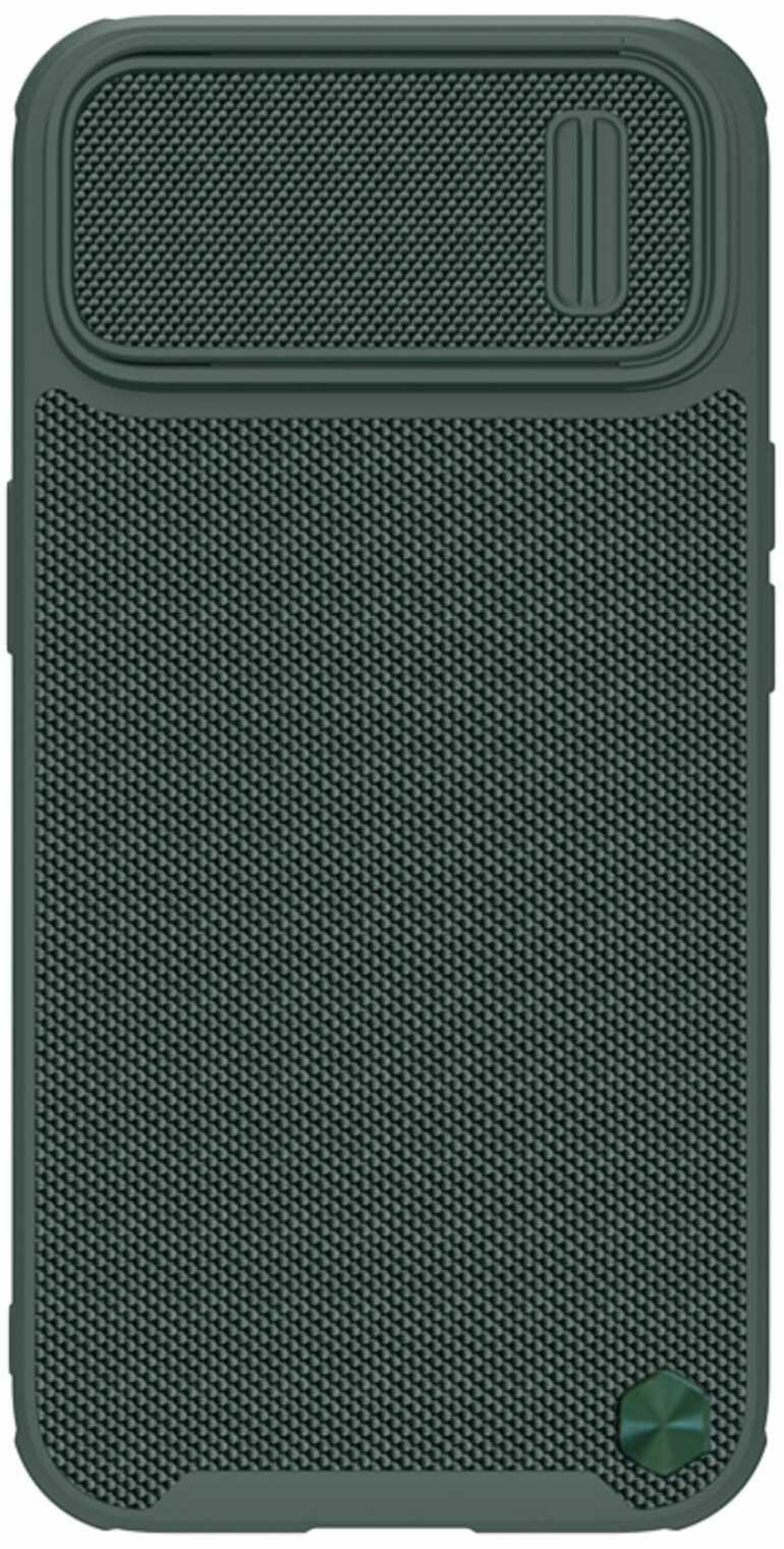 Nillkin Textured S Case etui iPhone 14 Pro Max pancerny pokrowiec z osłoną na aparat ciemnozielone