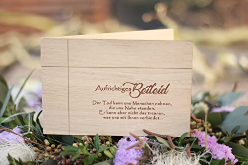 Holzgrusskarten Oryginalna szczersza kondolencje - 100% ręcznie wykonana w Austrii, wykonana z drewna dębowego kartka podarunkowa żałobna, kartka z życzeniami, składana kartka pocztowa, kartka żałobna