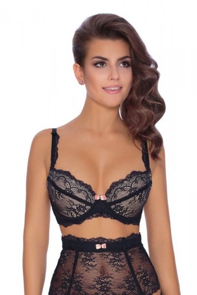 Róża Ambre czarny biustonosz push up