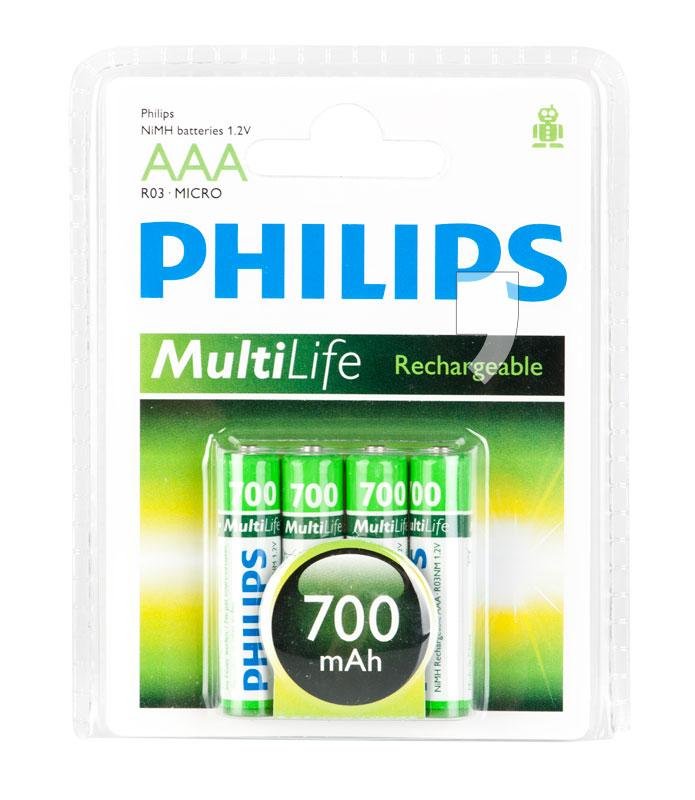 Philips R03B4A70/10 - 4 szt. Bateria ładowalna AAA MULTILIFE NiMH/1,2V/700 mAh