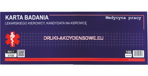 Karta badania lekarskiego kierowcy (2022.2503) [Mz/L-7]