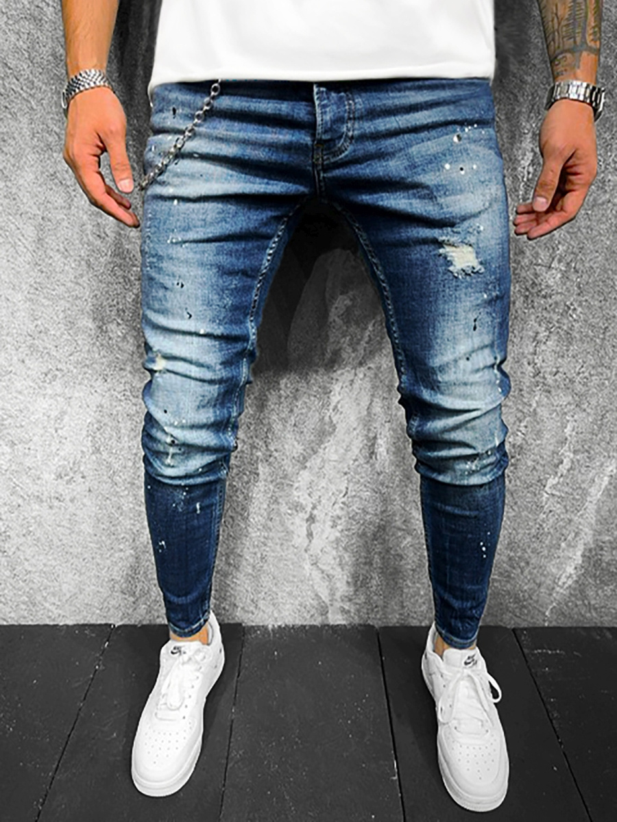 Spodnie jeansowe męskie niebieskie OZONEE O/B6326 - Ozonee