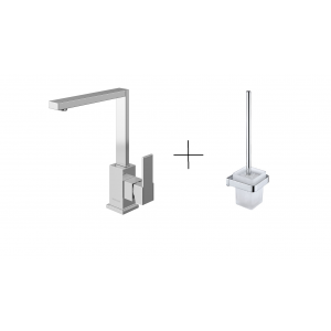 KOHLMAN QB150H + LU30620 CR EXCELENT BATERIA UMYWALKOWA CHROM + Lugano szczotka toaletowa, chrom