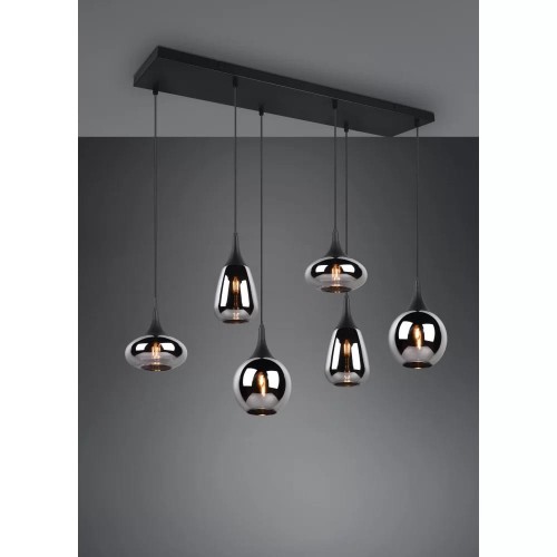 Trio Mela 313100532 lampa wisząca zwis 5x25W E14 czarna