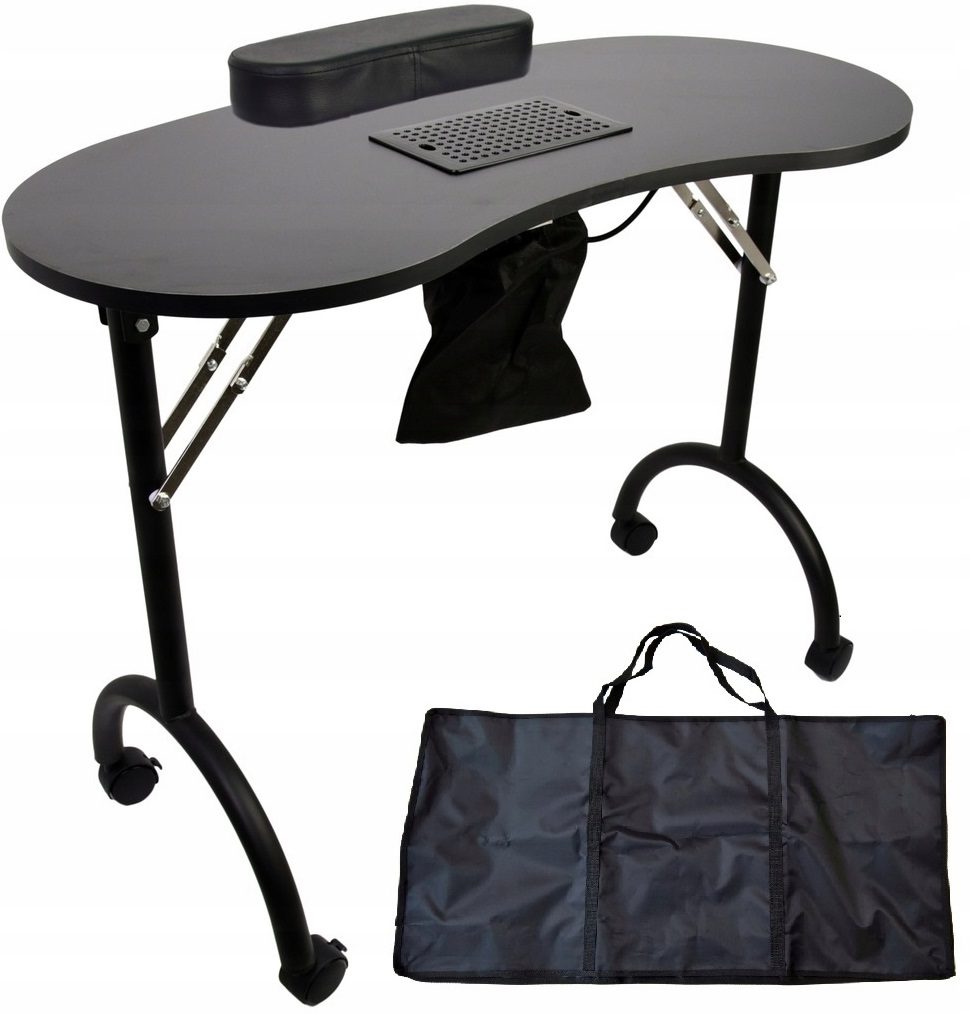 Składany stolik kosmetyczny do manicure z pochłaniaczem mobilny czarny CB-9001A-BLACK