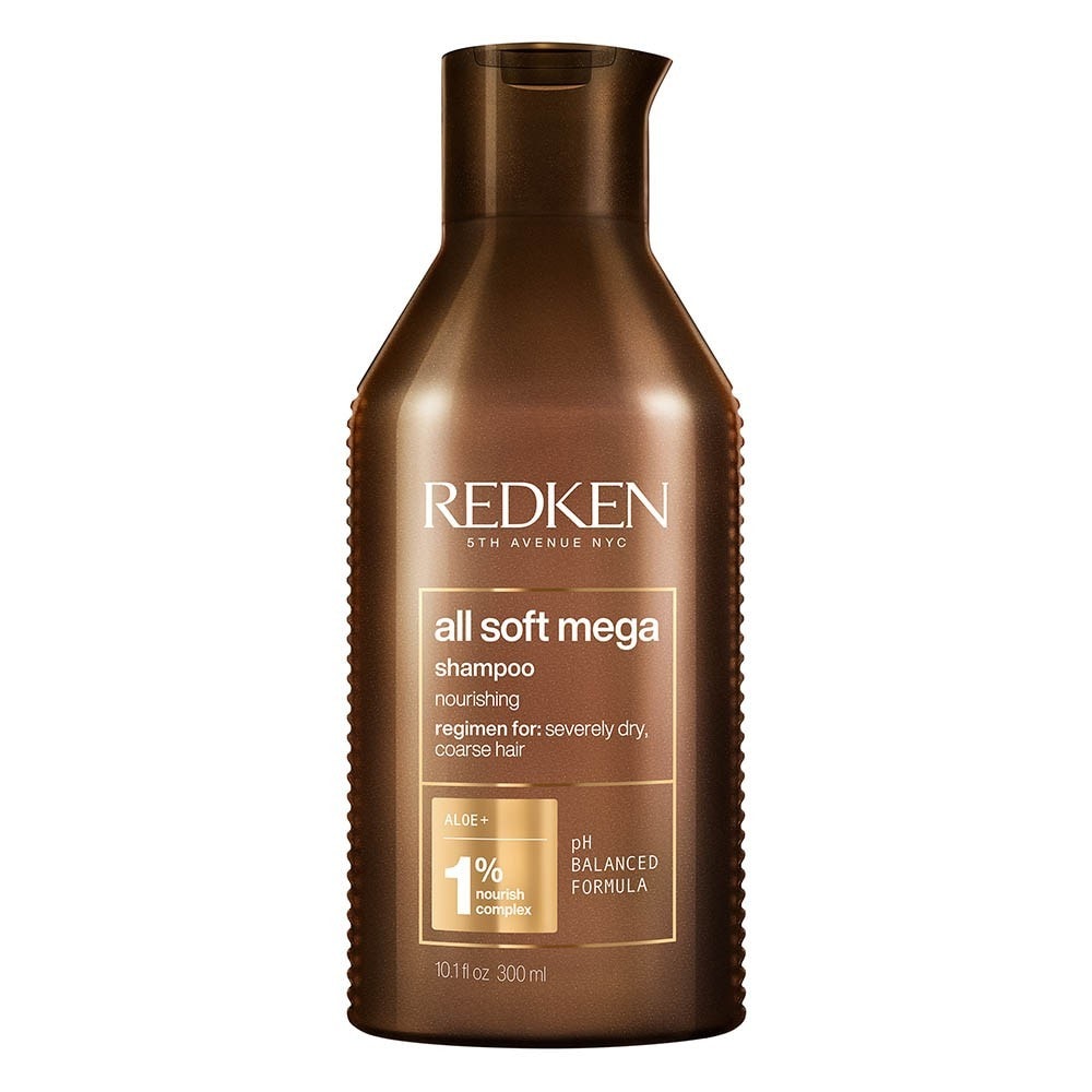 Redken All Soft Mega szampon do bardzo suchych włosów, szampon pielęgnacyjny z olejkiem arganowym, chroni przed łamaniem się włosów, pielęgnacja włosów dla jedwabiście miękkich włosów, 300 ml E3458700