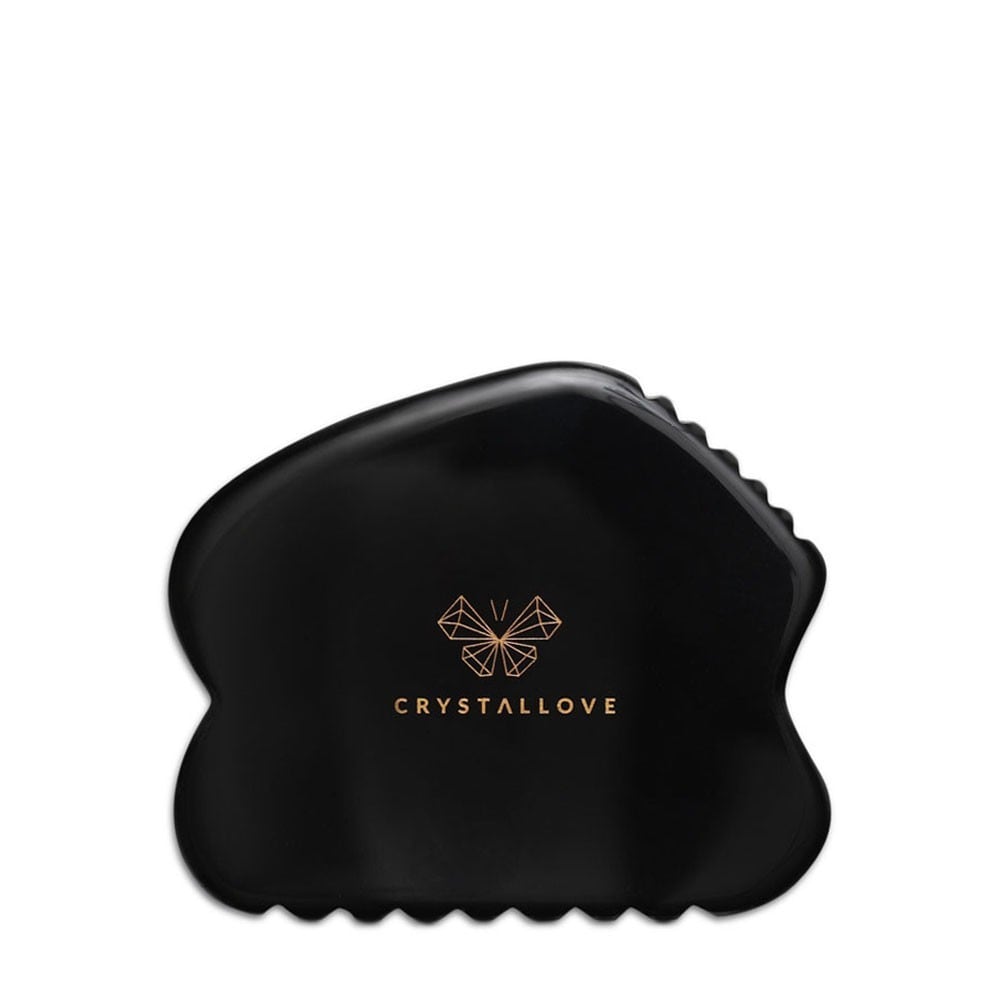 Crystallove Obsidian CONTOUR GUA SHA – płytka do masażu twarzy gua sha z obsydianu