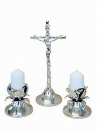 Komplet kolędowy metalowy róża srebrny