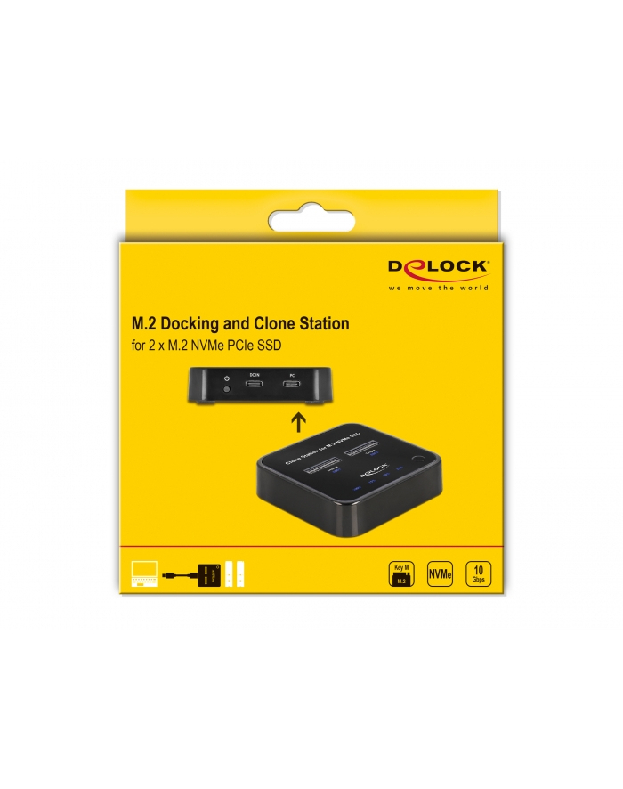 DeLOCK USB 3.0 docking and cloning station 2 x M.2 NVMe, docking station (Kolor: CZARNY, M.2 SSD)