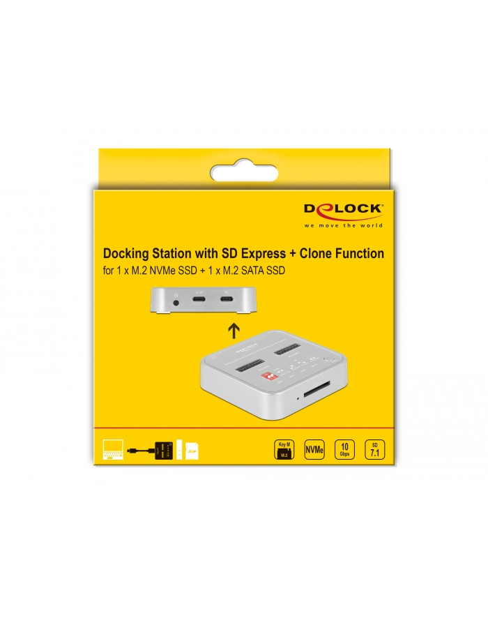 DeLOCK USB 3.0 docking and cloning station M.2 NVMe/M.2 SATA/SD, docking station (M.2 SSD, SD card)