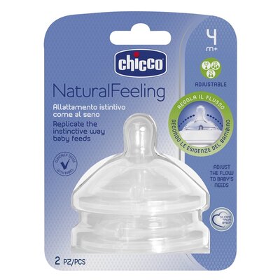 Chicco Smoczek antykolkowy 2szt do butelki NaturalFeeling przepływ regulowany 4m+