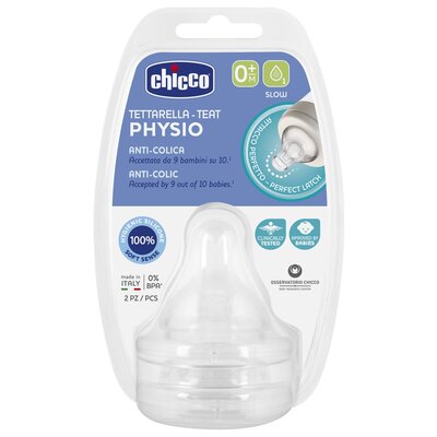 Chicco Smoczek Antykolkowy Physio Przepływ Wolny 0m+ 2 szt. ART00020311000000