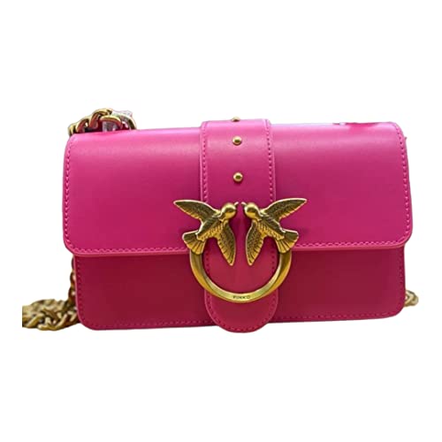 Pinko Love One Mini C Jedwab Cielęcina, Torba damska, Jeden rozmiar, N17q_barbabietola Ch-antique Gold