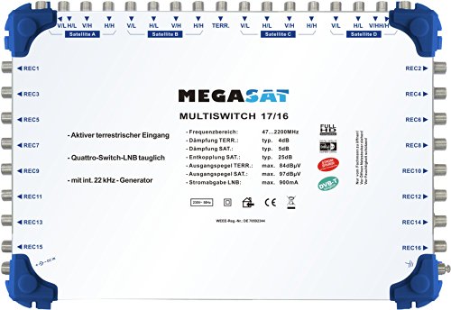 Megasat Multiswitch 17/16 + zasilacz MS1716M