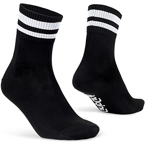 GripGrab Unisex – Gripgrab oryginalne paski w stylu retro lat 70-tych XX wieku, letnie skarpety rowerowe w paski, fajne skarpety rowerowe na lato czarny S (38-41)