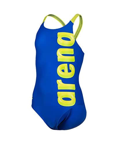 ARENA Dziewczęcy kostium kąpielowy V Back Graphic jednoczęściowy kombinezon Neon Blue-Soft Green, 14-15 anni, Neon Blue-soft Green, 14-15 Lat
