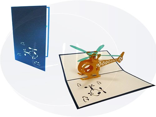 Lin - Pop Up Kartka z życzeniami, Helikopter 3D