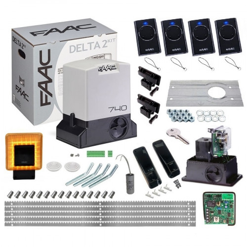 FAAC Zestaw DELTA 2 740 230V do bram przesuwnych do 500 kg + Lampa XLED + 4 Piloty + Listwa (5 m)
