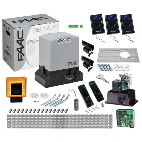 FAAC Zestaw DELTA 3 741 230V do bram przesuwnych do 900 kg + Lampa XLED + Listwa (5 m)
