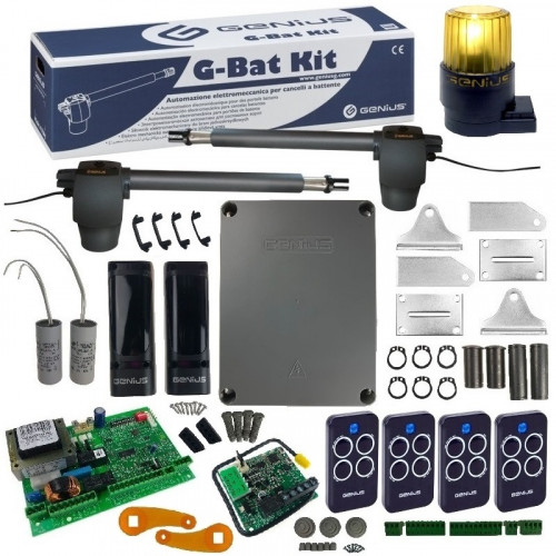 Genius Zestaw startowy G-BAT 400 do bramy dwuskrzydłowej + Lampa GUARD + 4 Piloty