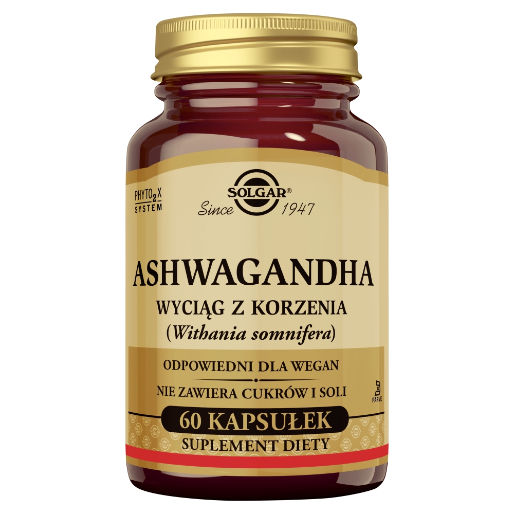 Solgar Ashwagandha wyciąg z korzenia 60 kapsułek roślinnych