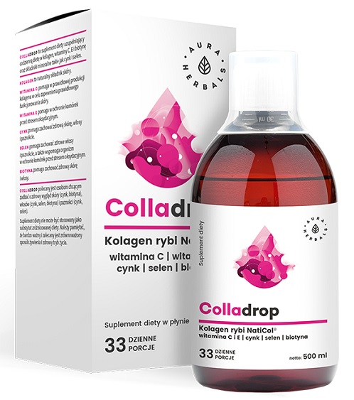 Aura Herbals Colladrop - kolagen rybi w płynie + wit. C (500ml) COLLADROP500