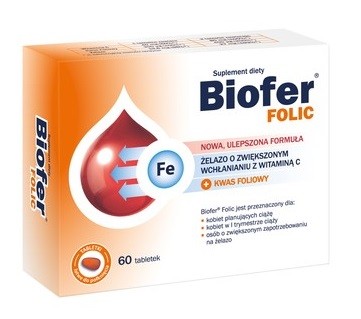ORKLA HEALTH BIOFER FOLIC 60 tabl Żelazo i kwas foliowy 8230511