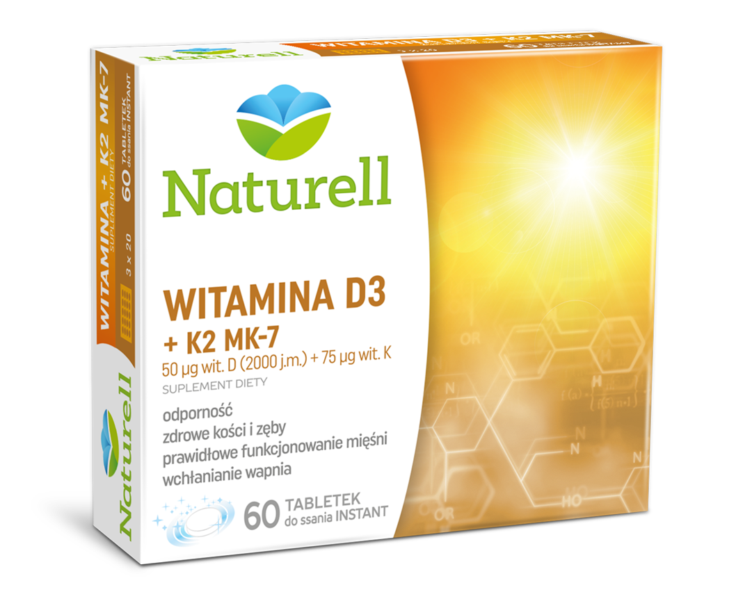Naturell USP ZDROWIE Witamina D3 + K2 MK-7 x 60 tabl do ssania INSTANT |  OD 149 PLN!