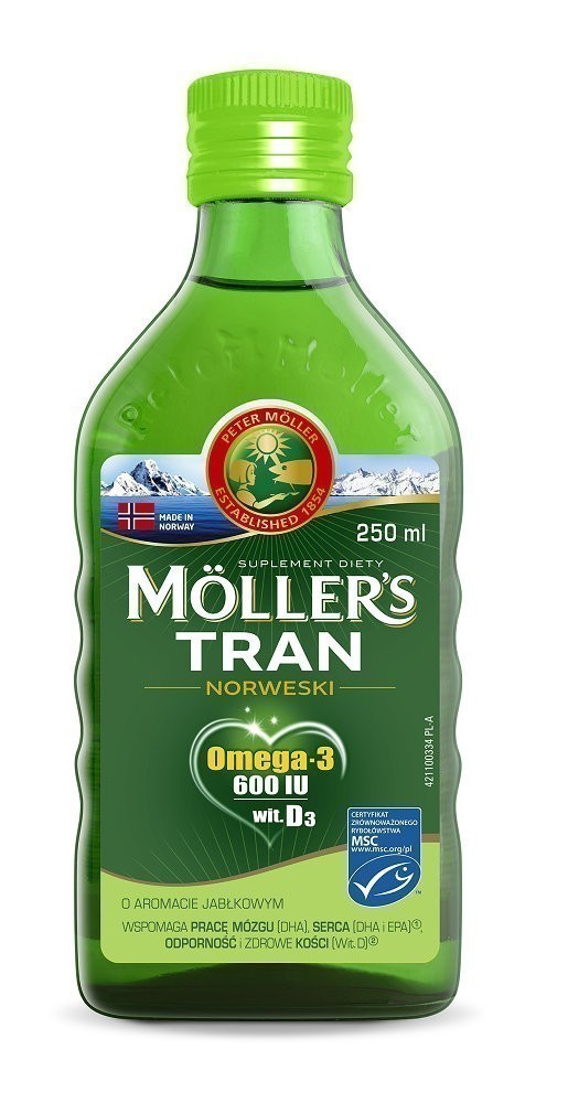 MÖLLER'S Tran norweski  aromat jabłkowy, 250 ml