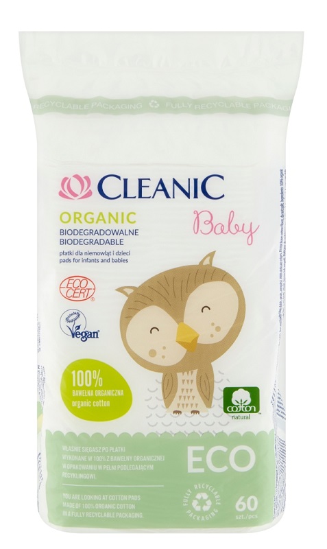 Cleanic HARPER HIGIENIC GMBH Baby ECO Organic Płatki bawełniane dla niemowląt i dzieci 60 sztuk