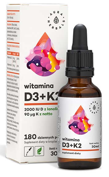 Aura Glob Trade D3+ K2mk7 - Witamina D+K w Kroplach (30ml)