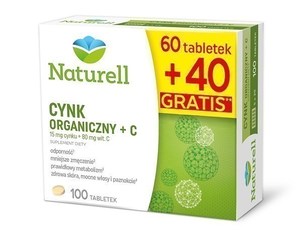 Naturell USP ZDROWIE Cynk organiczny + C x 100 tabl