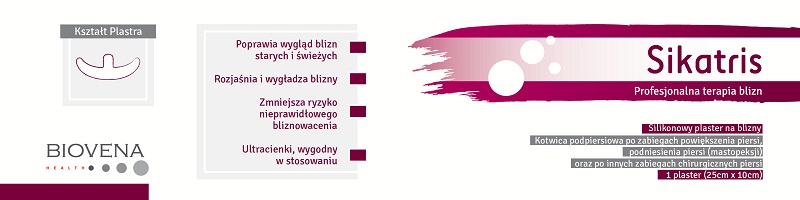 Sikatris, silikonowy plaster na blizny kotwica podpiersiowa, 25x10 cm, 1 sztuka  9087268