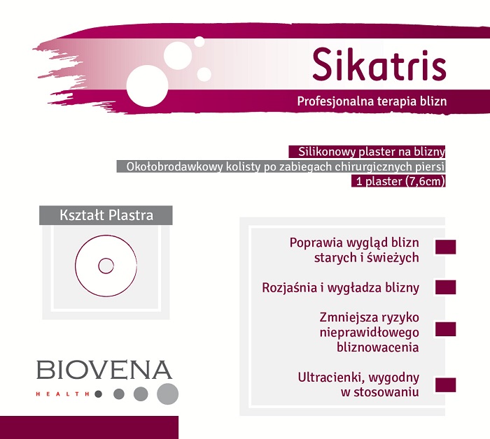 Biovena Health Sikatris okołobrodawkowy kolisty. Silikonowy plaster na blizny po zabiegach chirurgicznych piersi 506