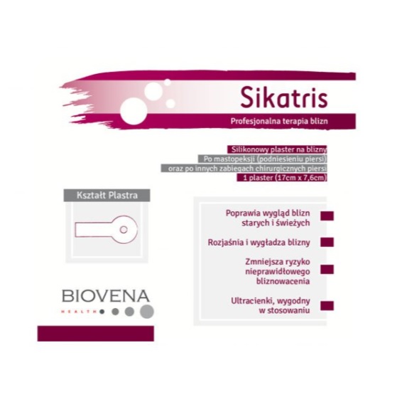 Biovena Health SIKATRIS po mastopeksji. Silikonowy plaster do stosowania po zabiegu mastopeksji 505