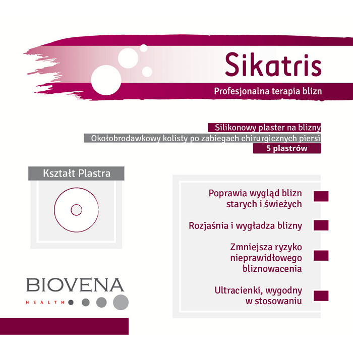 Biovena Health SIKATRIS okołobrodawkowy kolisty silikonowy plaster (5 szt.)