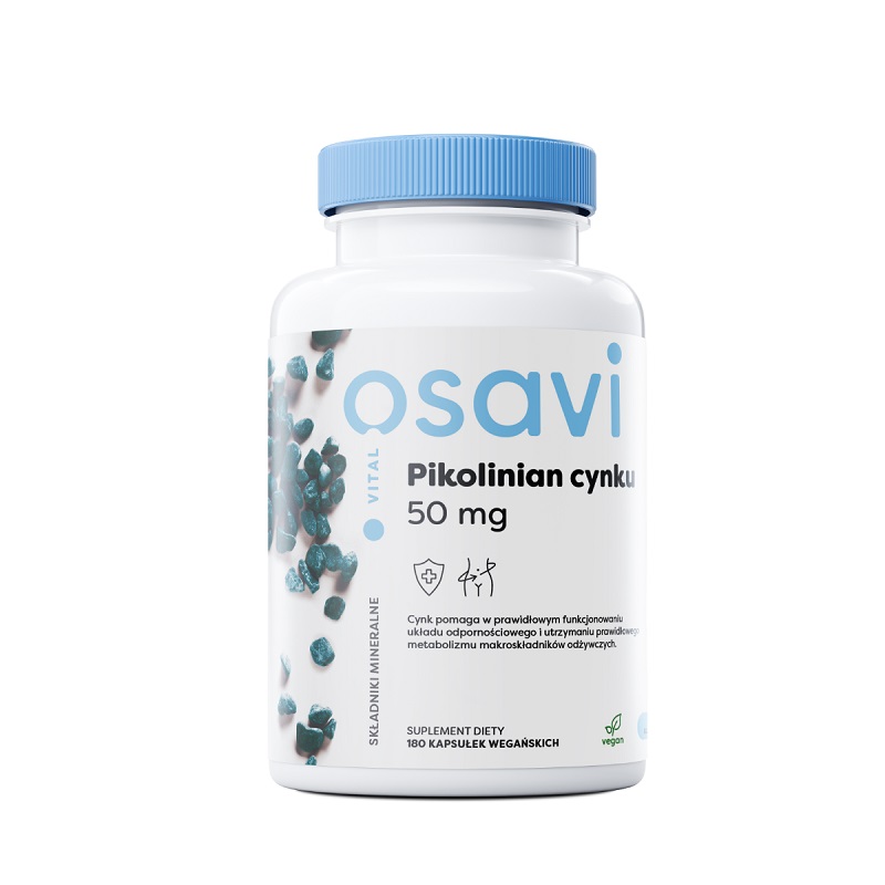 OSAVI Pikolinian Cynku 50mg (Wsparcie odporności) 180 Kapsułek wegańskich