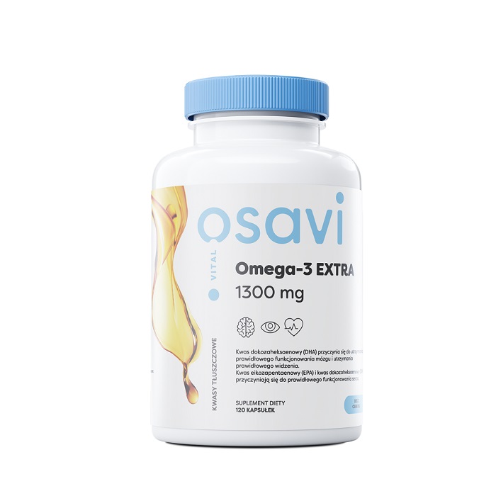 OSAVI Omega-3 Extra 1300mg (Olej rybi z ryb pelagicznych) 120 Kapsułek żelowych Cytryna