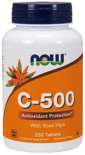 Now Foods Vitamin C-500 with Rose Hips 250 tabl