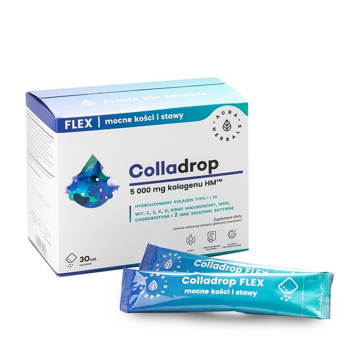 AURA HERBALS Aura Herbals Colladrop Flex kolagen morski 5000mg, 30saszetek