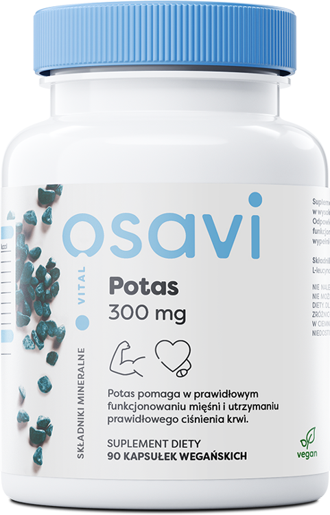 OSAVI Potas 300mg (Wsparcie mięśni, prawidłowego ciśnienia krwi) 90 Kapsułek wegańskich